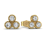 Boucles d'oreilles diamants naturels ronds 0.30 carat or jaune Liliana